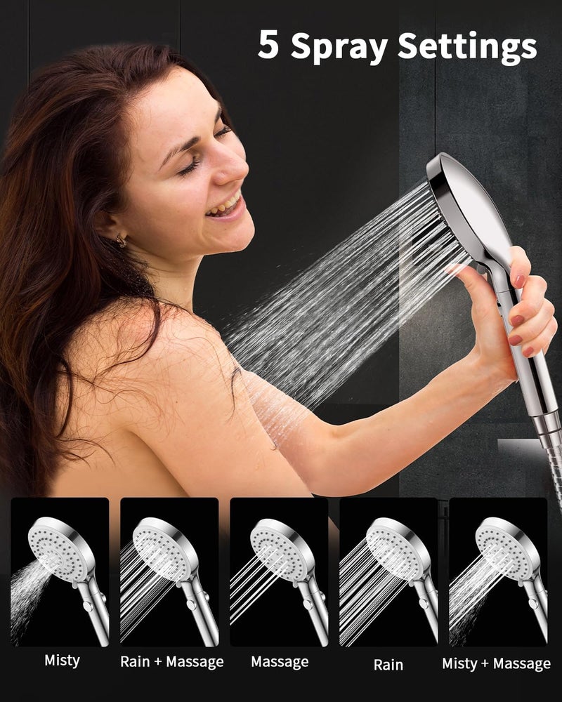 FASDUNT Shower Head with Handheld, High Pressure Handheld Shower Head with 80" Extra Long Stainless Steel Hose & Adjustable Bracket, Showerhead with ON/OFF Switch for Pets Bath - Image 4
